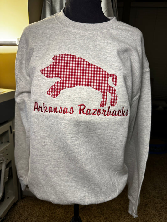 Arkansas Razor Backs Applique Embroidered Sweatshirt