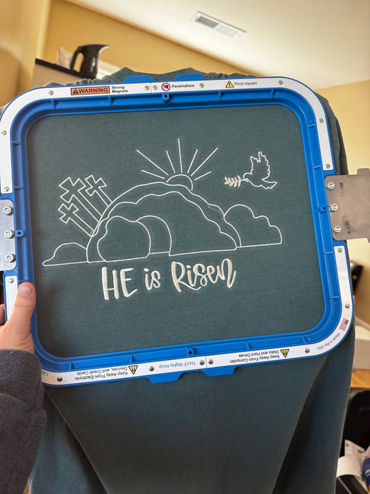 He is Risen Comfort Color Embroidered T-Shirt