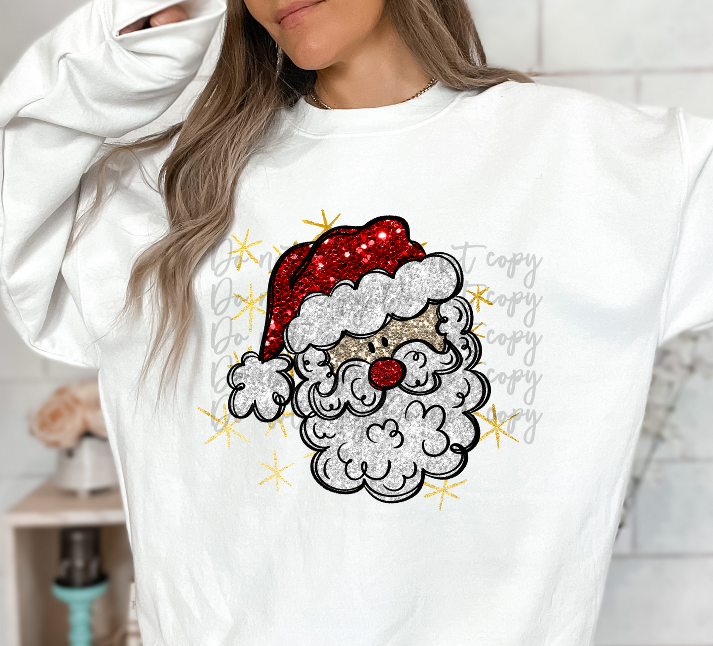 Santa Faux Glitter Christmas  DTF and Sublimation Transfer