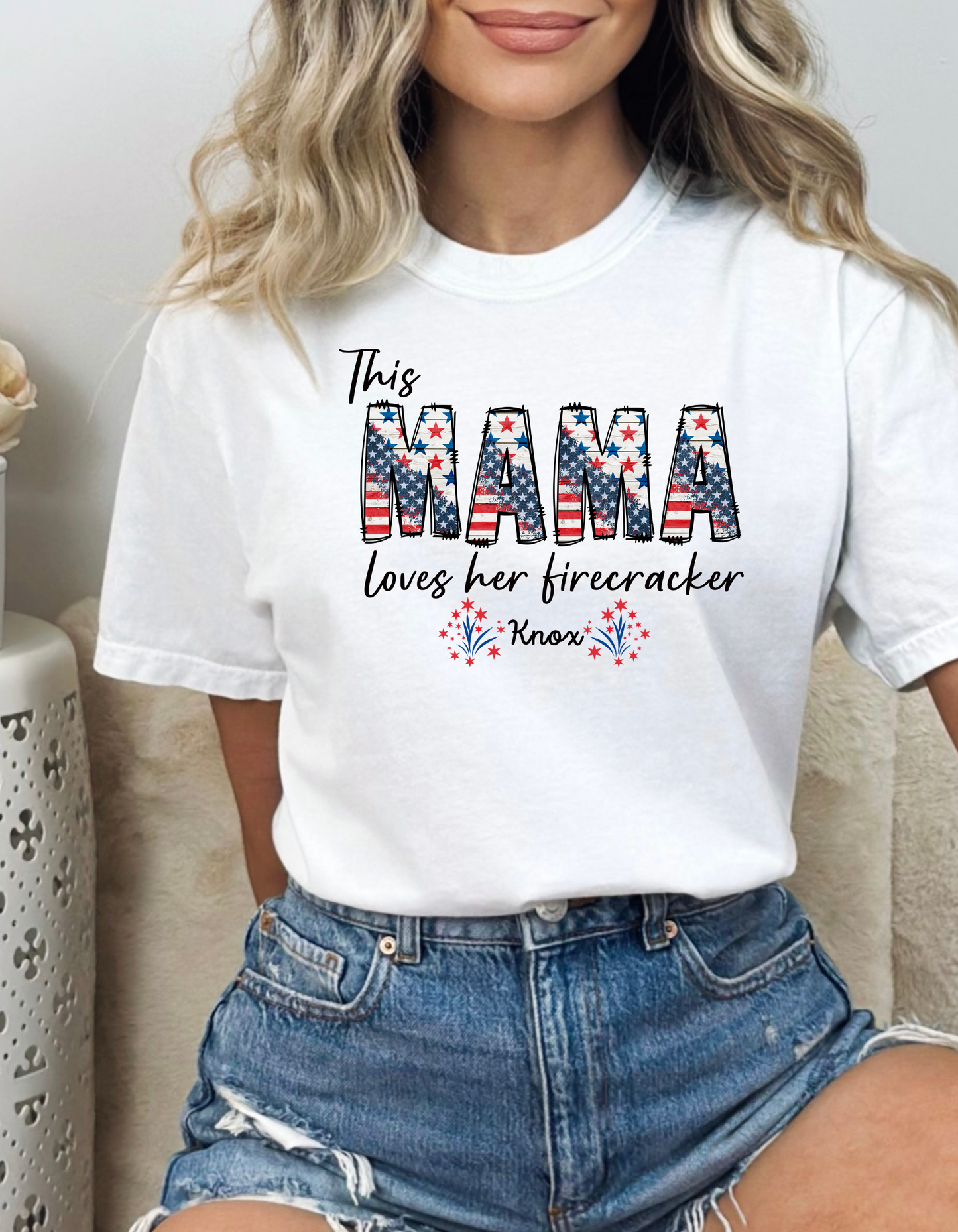 This mama loves her firecracker or firecrackers DTF and Sublimation Transfer