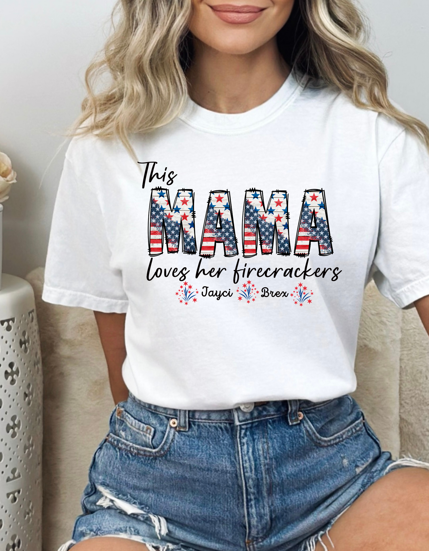 This mama loves her firecracker or firecrackers DTF and Sublimation Transfer