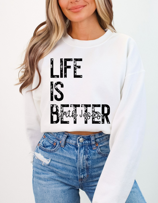 Life is Better with Jesus black DTF and Sublimation Transfer