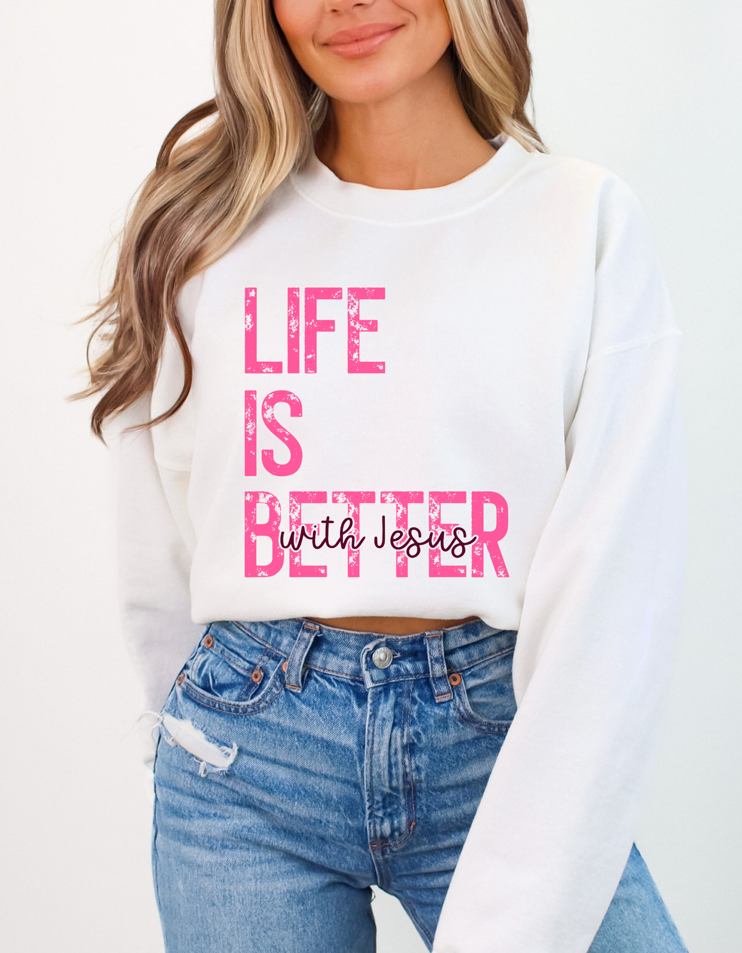 Life is Better with Jesus pink DTF and Sublimation Transfer