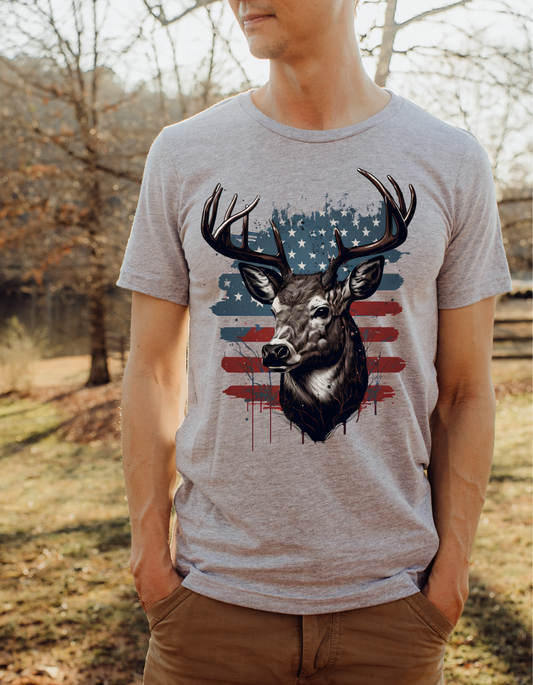 Deer American Flag DTF and Sublimation Transfer