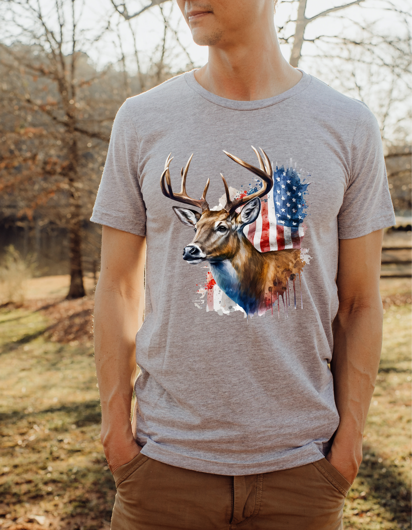 Deer with Flag DTF and Sublimation Transfer