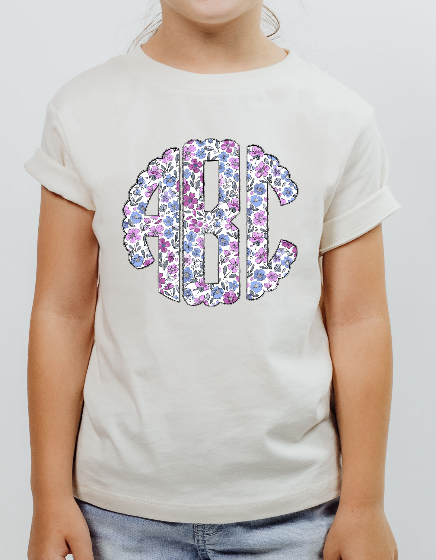 Floral Monogram DTF or Sublimation transfer