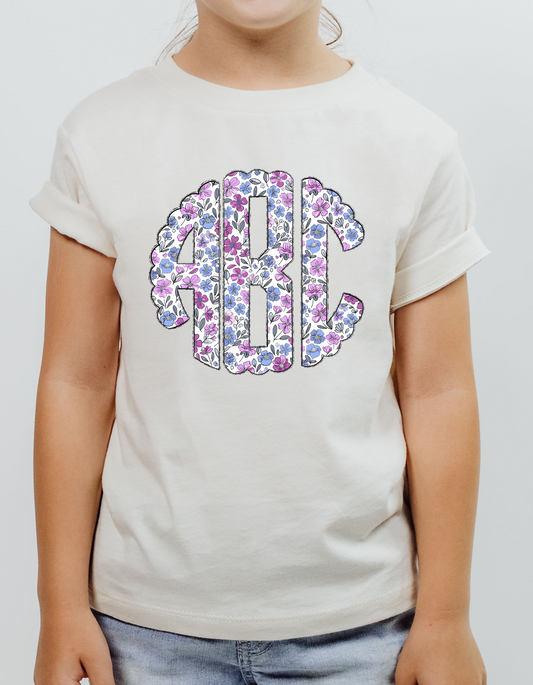 Floral Monogram DTF or Sublimation transfer