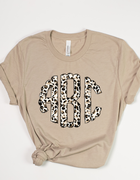 Vintage Leopard Monogram DTF or Sublimation transfer