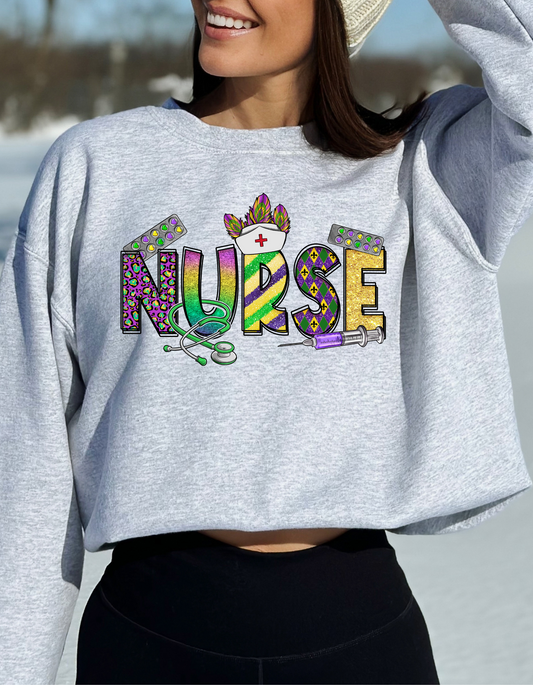 Mardi Gras Nurse DTF and Sublimation Transfer