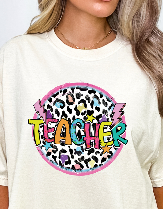 Leopard Print Teacher DTF Transfer