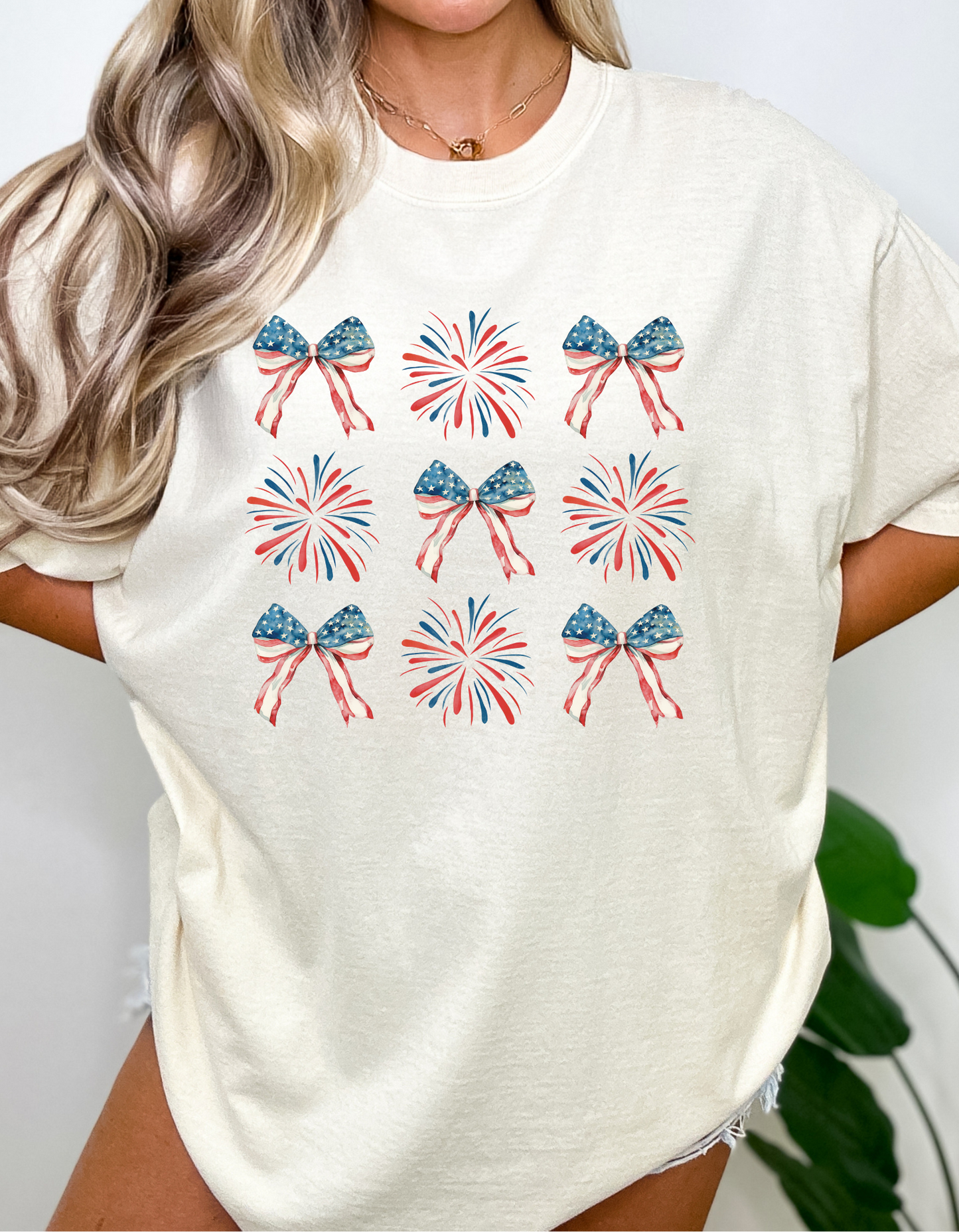 America  bows and fireworks DTF