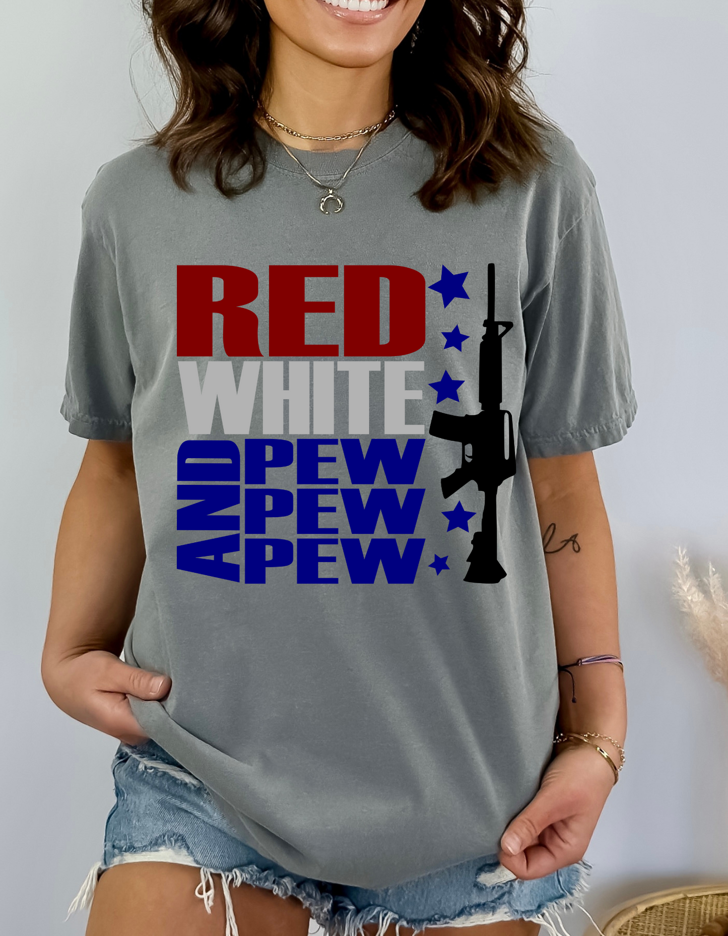 Red White and Pew Pew DTF and Sublimation Transfer