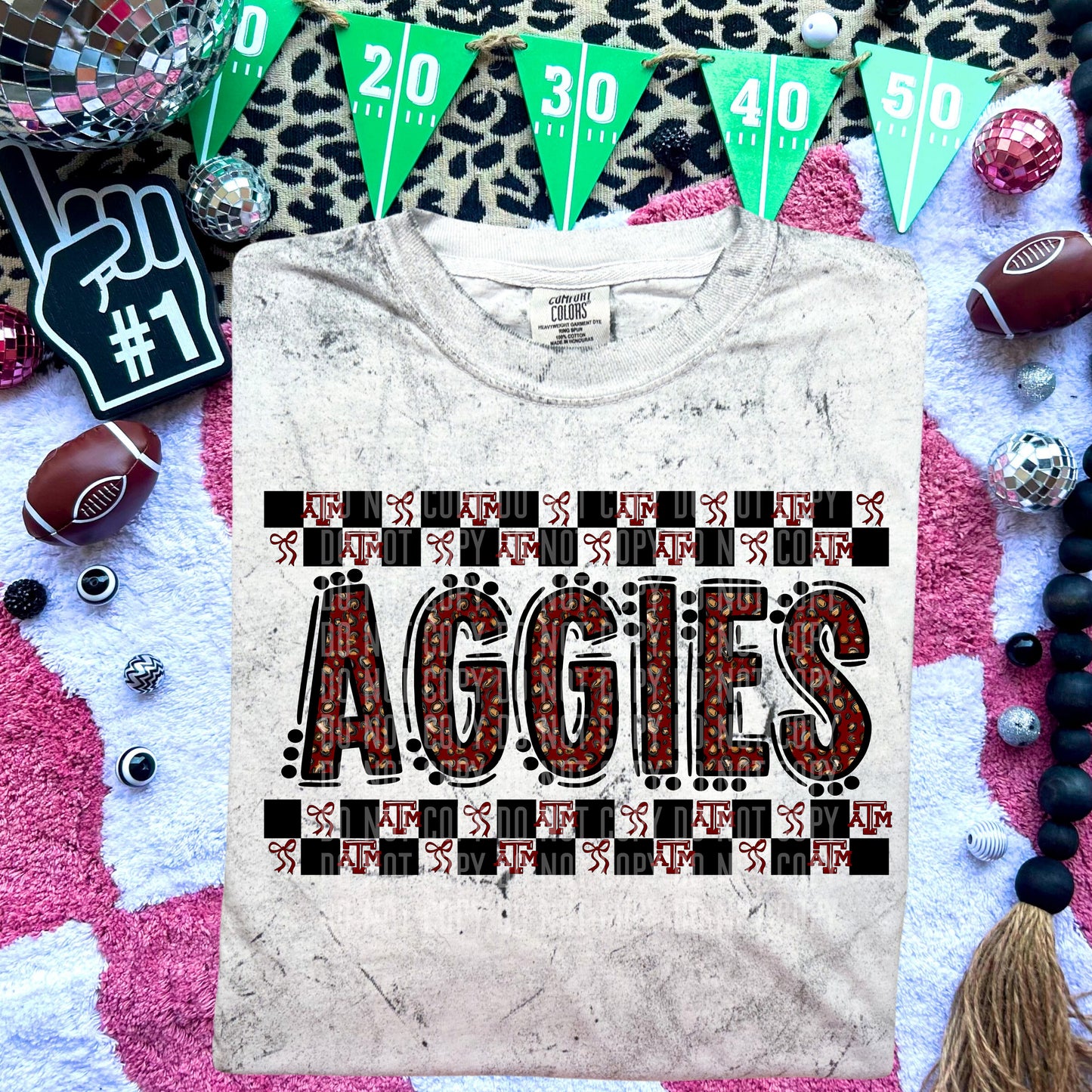 College Football Aggies Checkered DTF Transfer