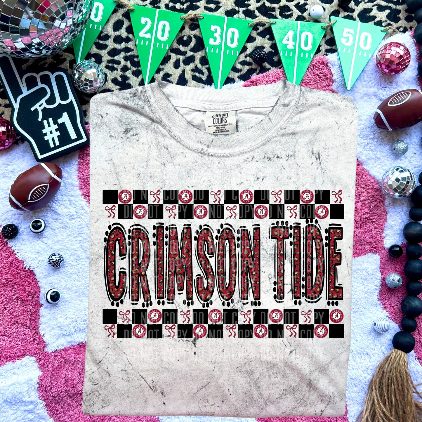 College Football Crimson Checkered DTF Transfer