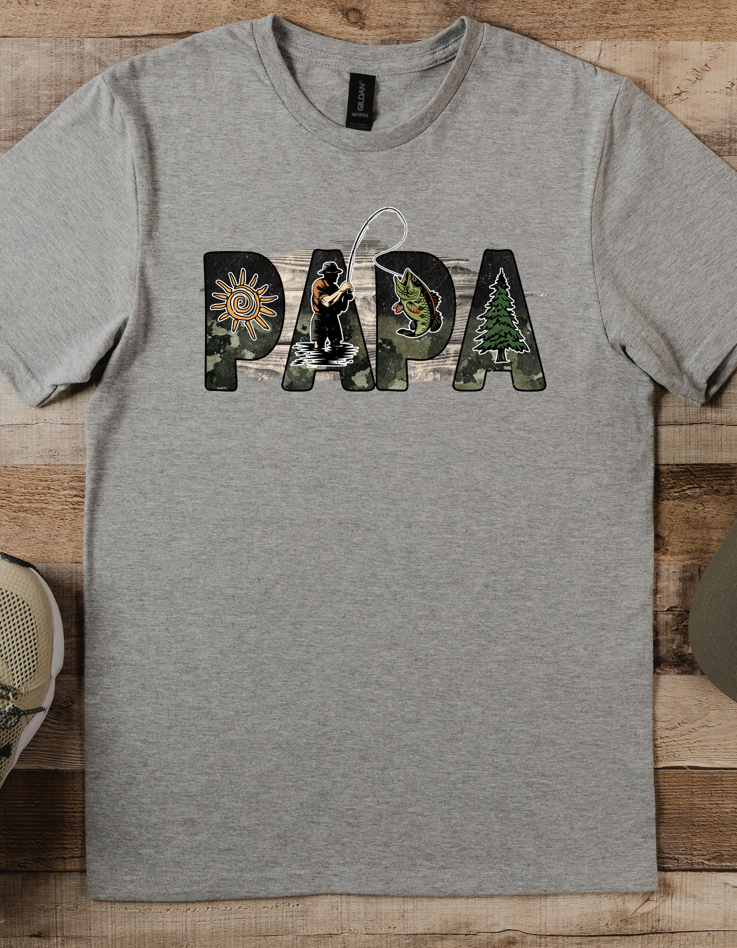 Fathers Day Papa fishing DTF or Sublimation Transfer