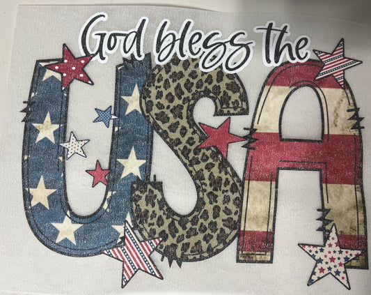 God Bless The USA DTF and Sublimation Transfer