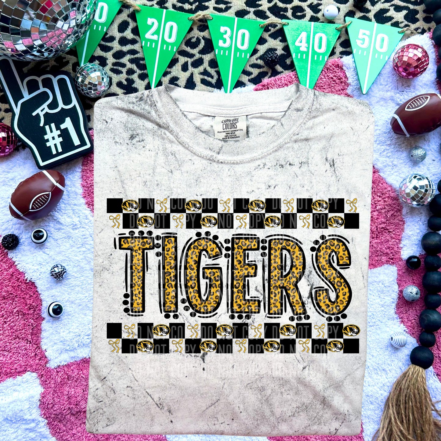 College Football M tigers Checkered DTF Transfer