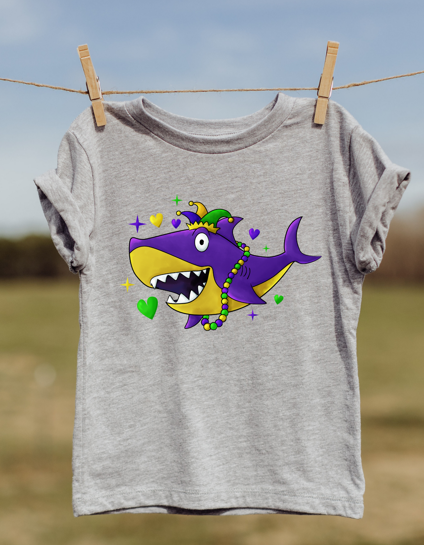 Mardi Gras Shark DTF and Sublimation Transfer