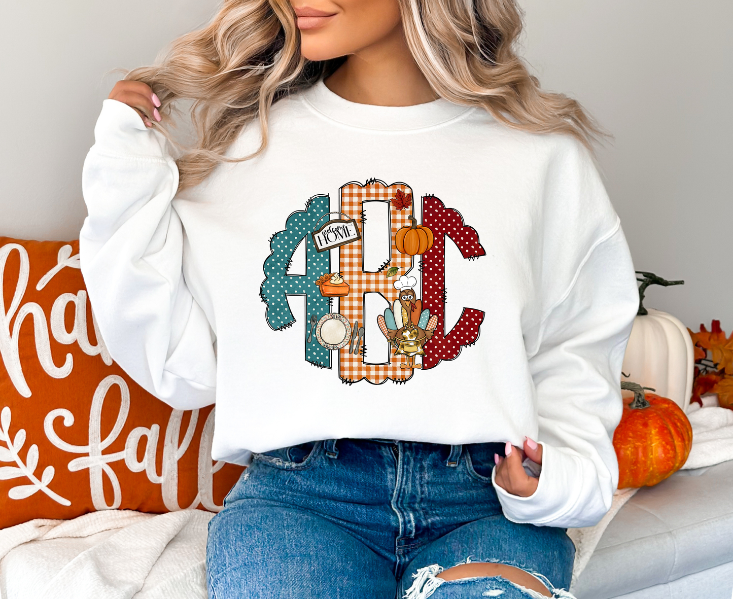 Thanksgiving Monogram  DTF or Sublimation transfer