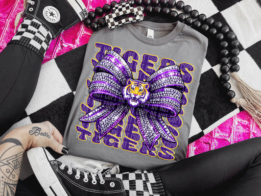 Bow LSU tigers DTF and Sublimation Transfer