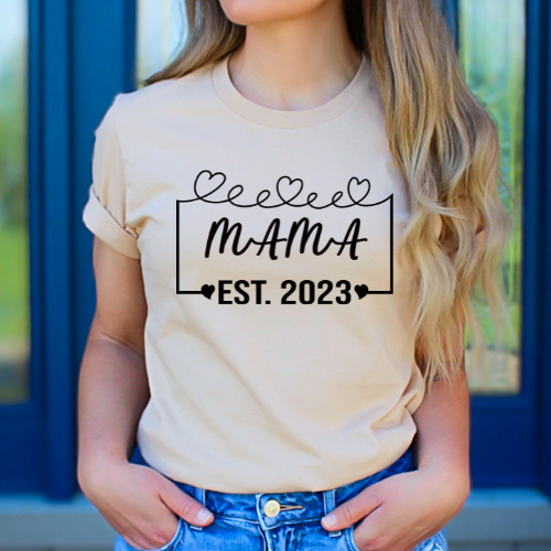 CUSTOM MAMA EST (ANY NAME CAN BE USED PLEASE LEAVE IN NOTES) DTF OR SUBLIMATION TRANSFER