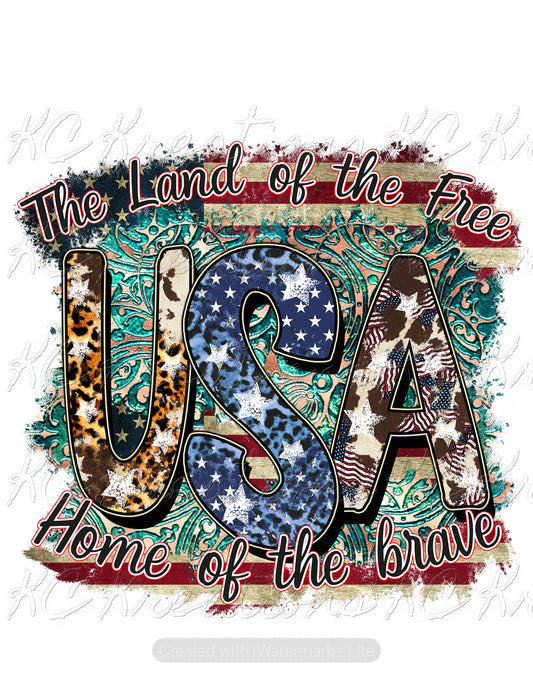 The land of the free USA sublimation transfer