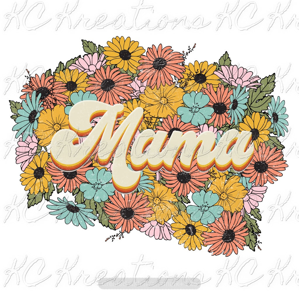 MAMA flowers sublimation transfer