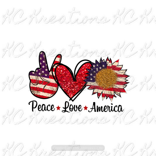 Peace love American sublimation transfer