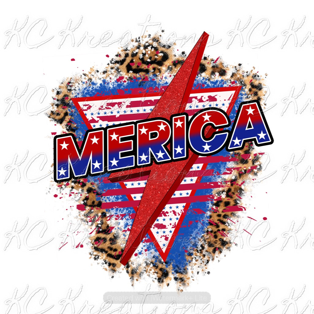 Merica lightning bolt sublimation transfer