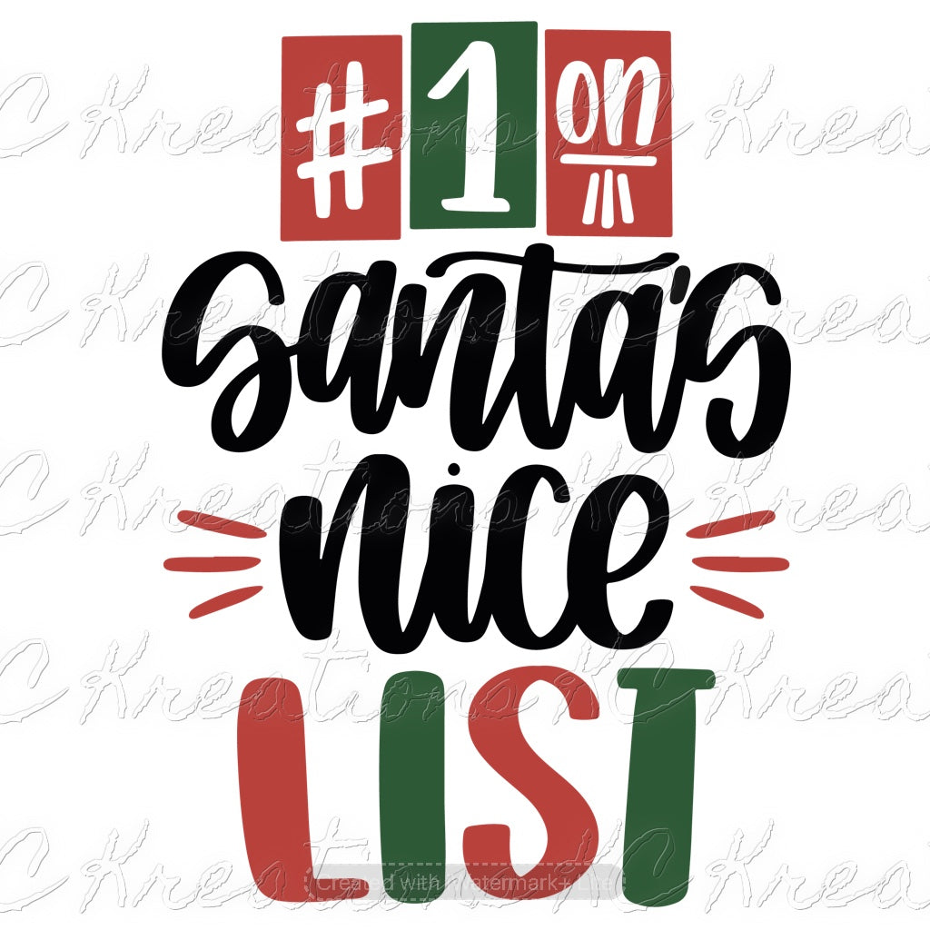 #1 On Santa’s Nice List Christmas DTF Transfer