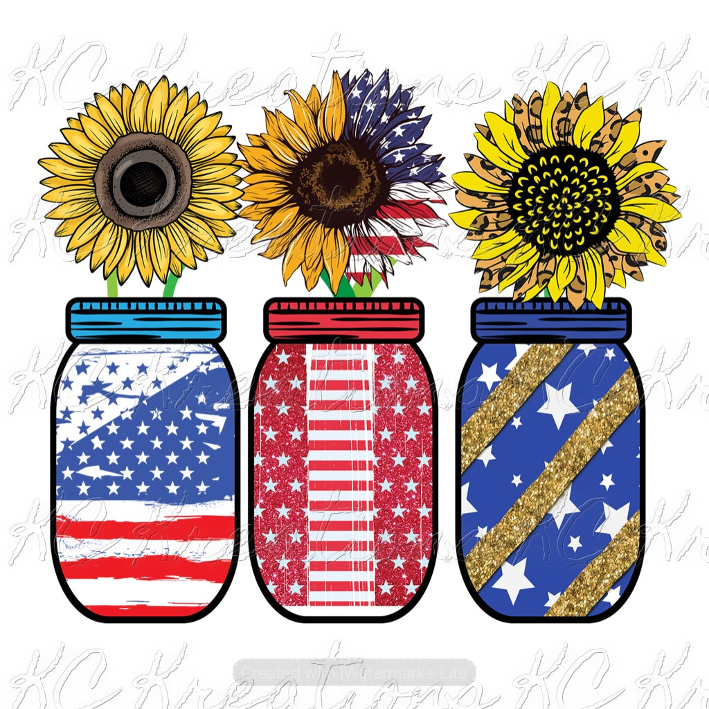 Mason Jar Patriotic Sublimation Transfer