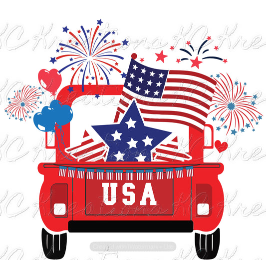 Patriotic USA truck sublimation transfer