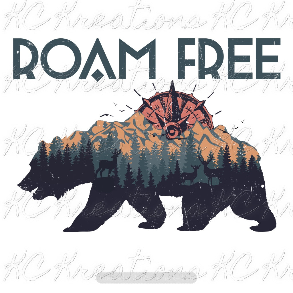 Roam free bear sublimation transfer